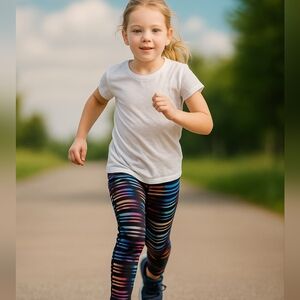 Athleta Girls XS Cropped Striped Leggings Eco Activewear Host Pick Pre-owned